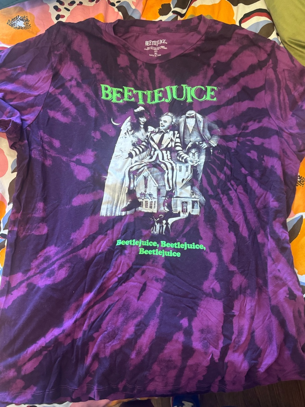 Old Navy Purple Tie-Dye Beetlejuice Graphic Tee